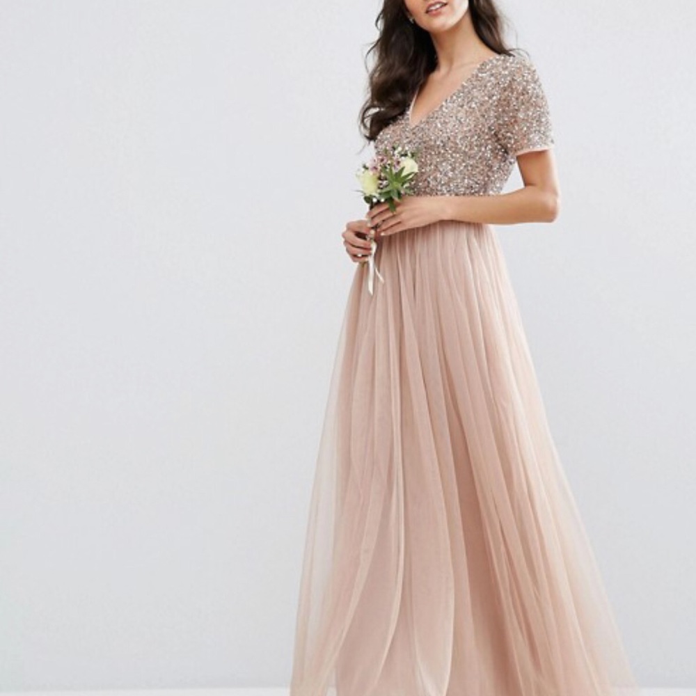 ASOS Exclusive V neck Tulle dress with sequins